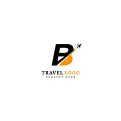 Initial letter B logotype. Minimalist traveling logo concept, fit for adventure, vacation agency, tour business or traveling agent. Illustration vector logo.