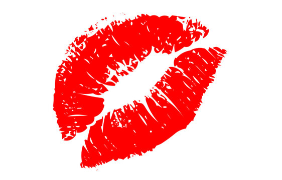 red lips print on a white background