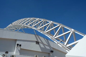 Modern Metal Pole of Stadium Roof Construction.
