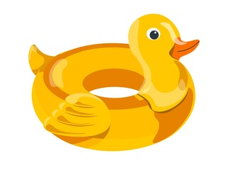 Inflatable balloon or lifebuoy in shape of duck