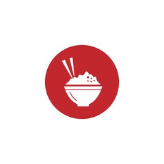 Rice Bowl silhouette icon logo concept vector design template