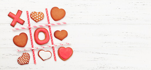 Valentines day greeting card with gingerbread cookies