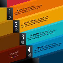 Flat design 4-step label for presentation and business planning. vector illustration.