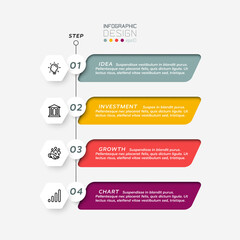 Hexagonal design, combined with square labels, 4 working steps, used for education, business, company. vector infographic.