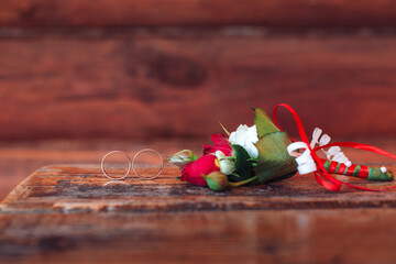 bouquet of roses and candles