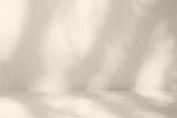 Tree Shadow and Bokeh in the Garden on Concrete Room Background in Sail Champagne Color Tone,...