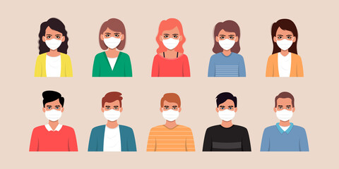 Fototapeta premium set of male and female flat style icon design.