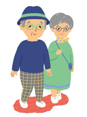 Fototapeta premium どこかへお出かけしている老夫婦