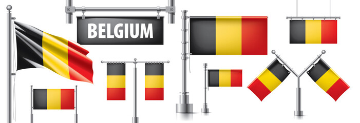 Fototapeta na wymiar Vector set of the national flag of Belgium in various creative designs