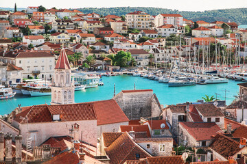 Fototapeta na wymiar Beautiful view of the old town of Trogir, Croatia. Famous Croatian tourist destination. Dalmatia coast 