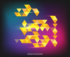 Obraz premium Abstract geometric composition forms modern background with decorative triangles and patterns backdrop vector illustration set
