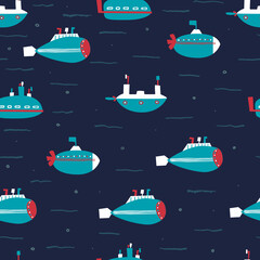 Childish pattern with submarines
