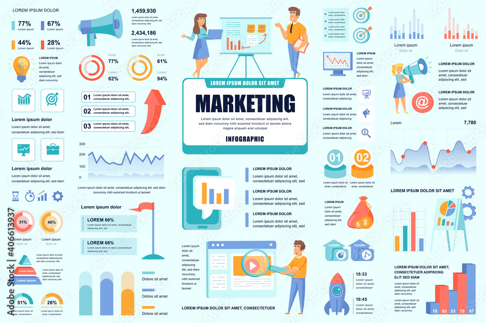 Poster bundle marketing and promo infographic ui, ux, kit elements. different charts, diagrams, workflow, f