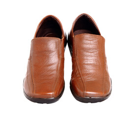 Brown man's shoes isolated on white background