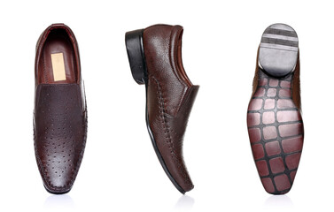 man formal shoes on white background.