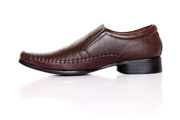 Brown man's shoe isolated on white background