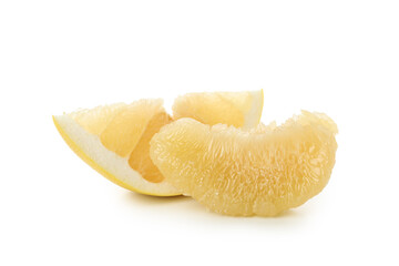 Pomelo fruit slices isolated on white background