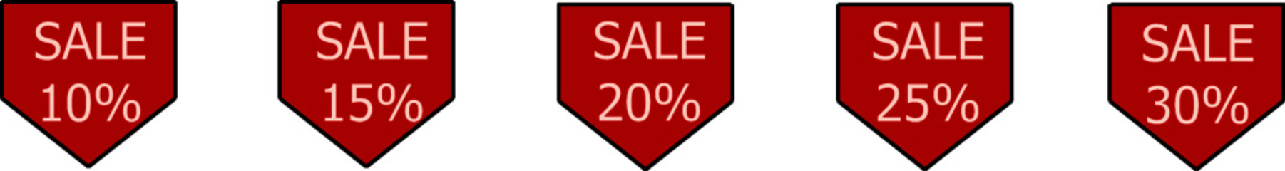 Red discount price tag on white background