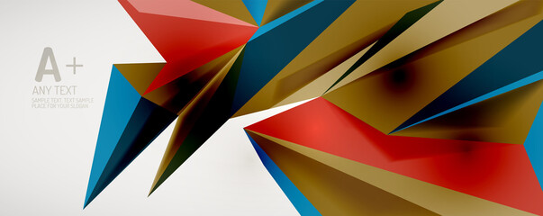 Vector triangle geometric backgrounds. Low poly 3d shape on light backdrop. Vector illustration for covers, banners, flyers and posters and other designs