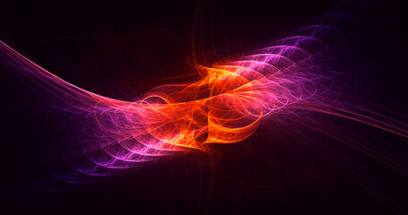 3D rendering abstract multicolor fractal light background