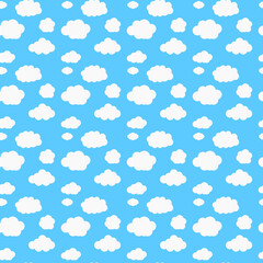 可愛い雲と青空のシームレスパターン背景素材