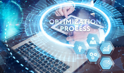 Optimization Software Technology Process System Business concept. Business, Technology, Internet and network concept.
