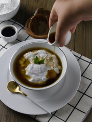 indonesian food  marrow porridge with sugar  on the plate