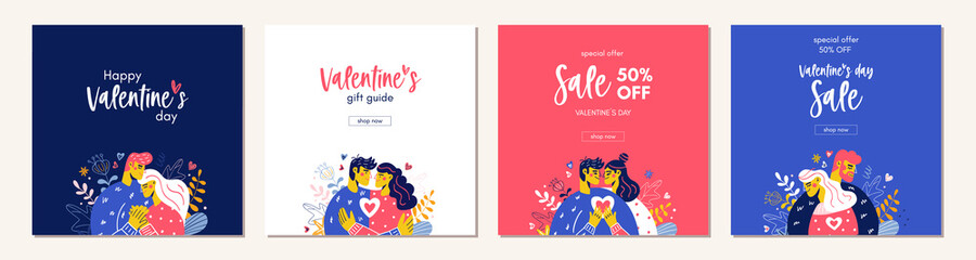 Happy Valentines Day sale card background offer shopping