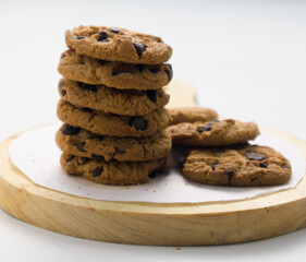 Closeup of a group of assorted cookies. Chocolate chip