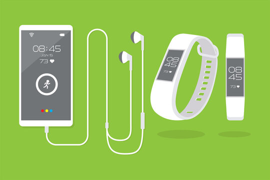 Wearable Technology Smartphone And Fitness Activity Tracker Vector Illustration