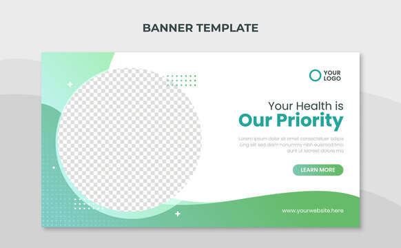 Your health is our priority banner. Medical healthcare web banner template