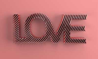 3D Render Love text 3D Illustration Deign.