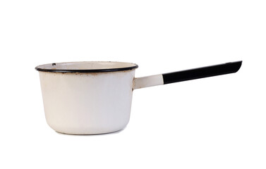 Enamelled kitchen ladle. Isolated object on white background