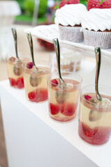 Candy bar. Sweets. Food on vacation. Sweet table for the wedding. Getting ready for the party. Wedding banquet