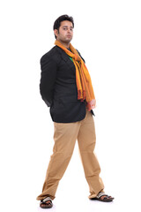 Naklejka premium Cheerful young man posing isolated on white