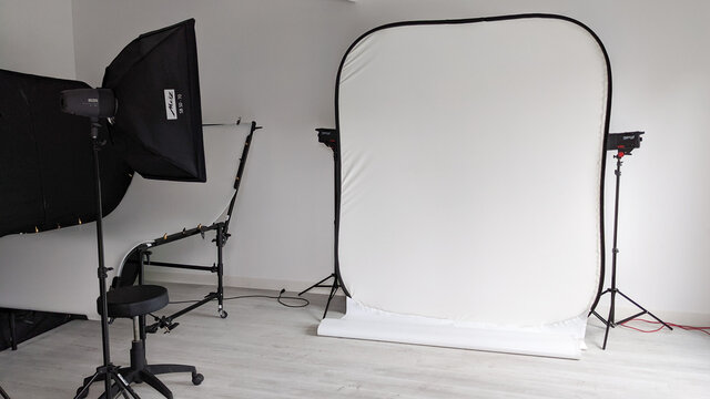 metz studio photographer white table setup and interior equipment for product object picture photo in isolated background