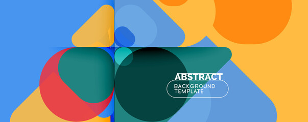 Flat geometric round shapes and dynamic lines, abstract background. Vector illustration for placards, brochures, posters and banners