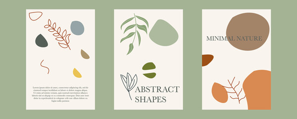 Botanical wall art vector set. Foliage line art drawing with abstract shape. Abstract Plant Art design for print, cover, wallpaper, Minimal and natural wall art. Vector illustration.
