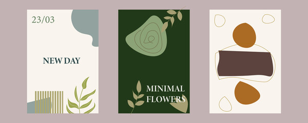 Botanical wall art vector set. Foliage line art drawing with abstract shape. Abstract Plant Art design for print, cover, wallpaper, Minimal and natural wall art. Vector illustration.
