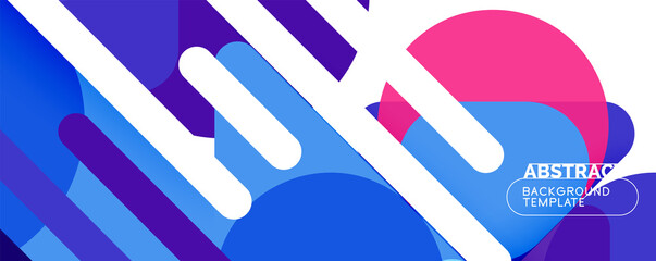 Flat geometric round shapes and dynamic lines, abstract background. Vector illustration for placards, brochures, posters and banners
