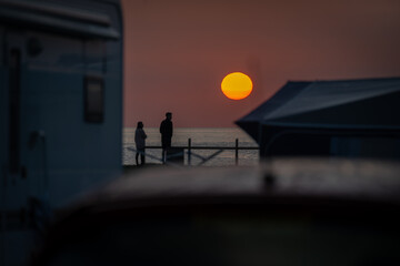 Couple sunrise silhouette