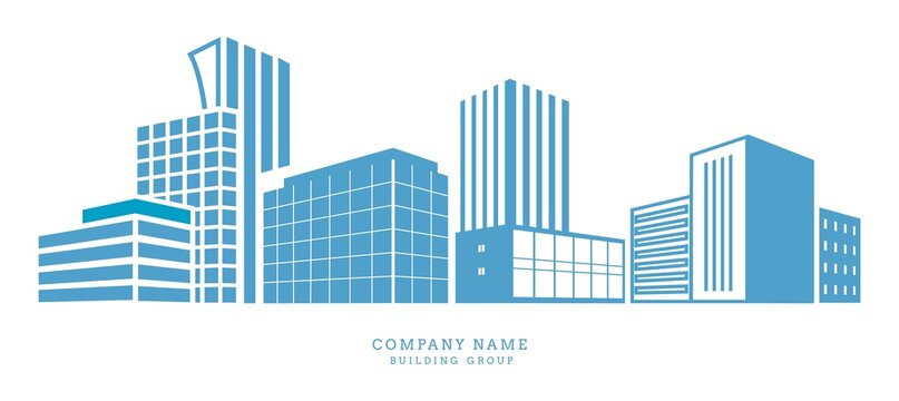 Downtown silhouette. Buildings city, office or apartments real estate. Abstract architecture houses construction company vector banner. Building downtown, house construction skyscraper illustration