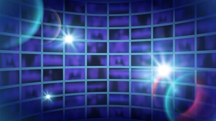 World tv show background. News backdrop, shine abstract futuristic space for filming. Broadcast channel studio, media vector illustration. Tv channel news world banner to broadcast