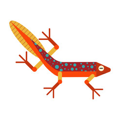 Swimming Newt Salamander Icon in Flat Design