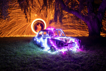 Light painting with car Wreck