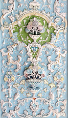 Floral bas-relief with rose flowers, Shiraz, Iran