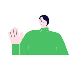 Handsome european man avatar in front view. Portrait of confident young character is smiling isolated on a white background. Contemporary Flat Vector Illustration