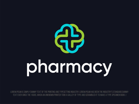 Modern professional logo cross in pharmacy industry