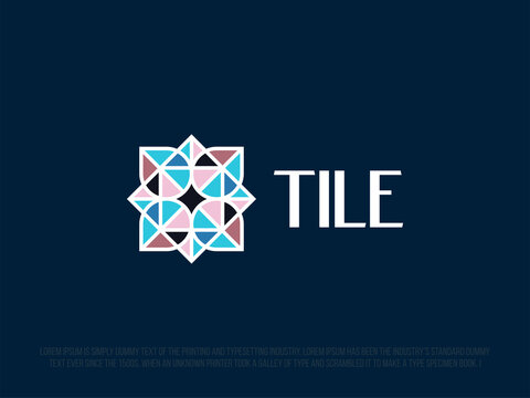 Modern professional logo for tile business. Flower sing