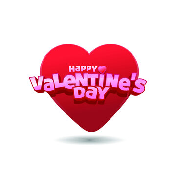 happy valentine's day with big heart clean banner vector illustration
